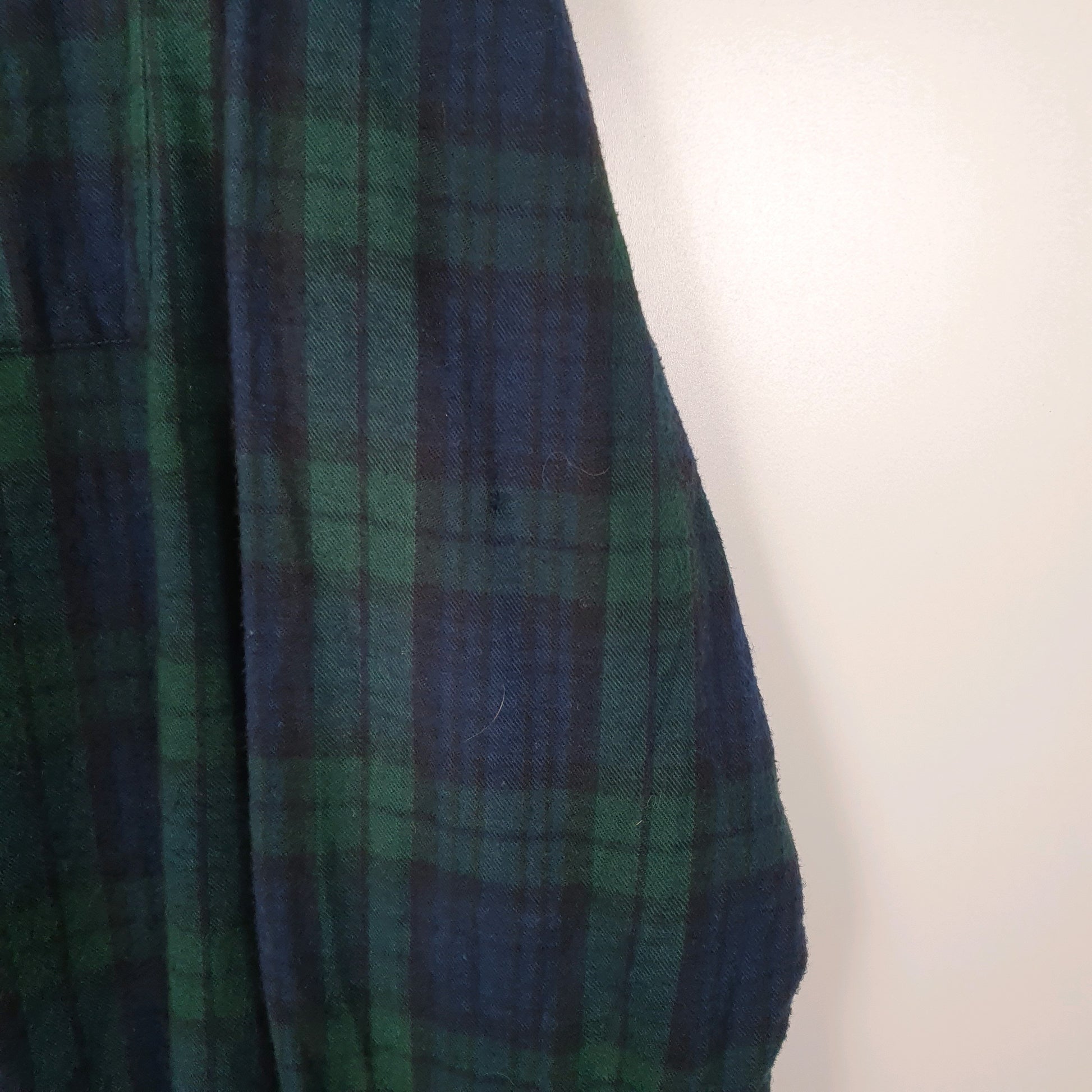 Mens Navy L.L.Bean Thick Flannel Plaid  Shirt