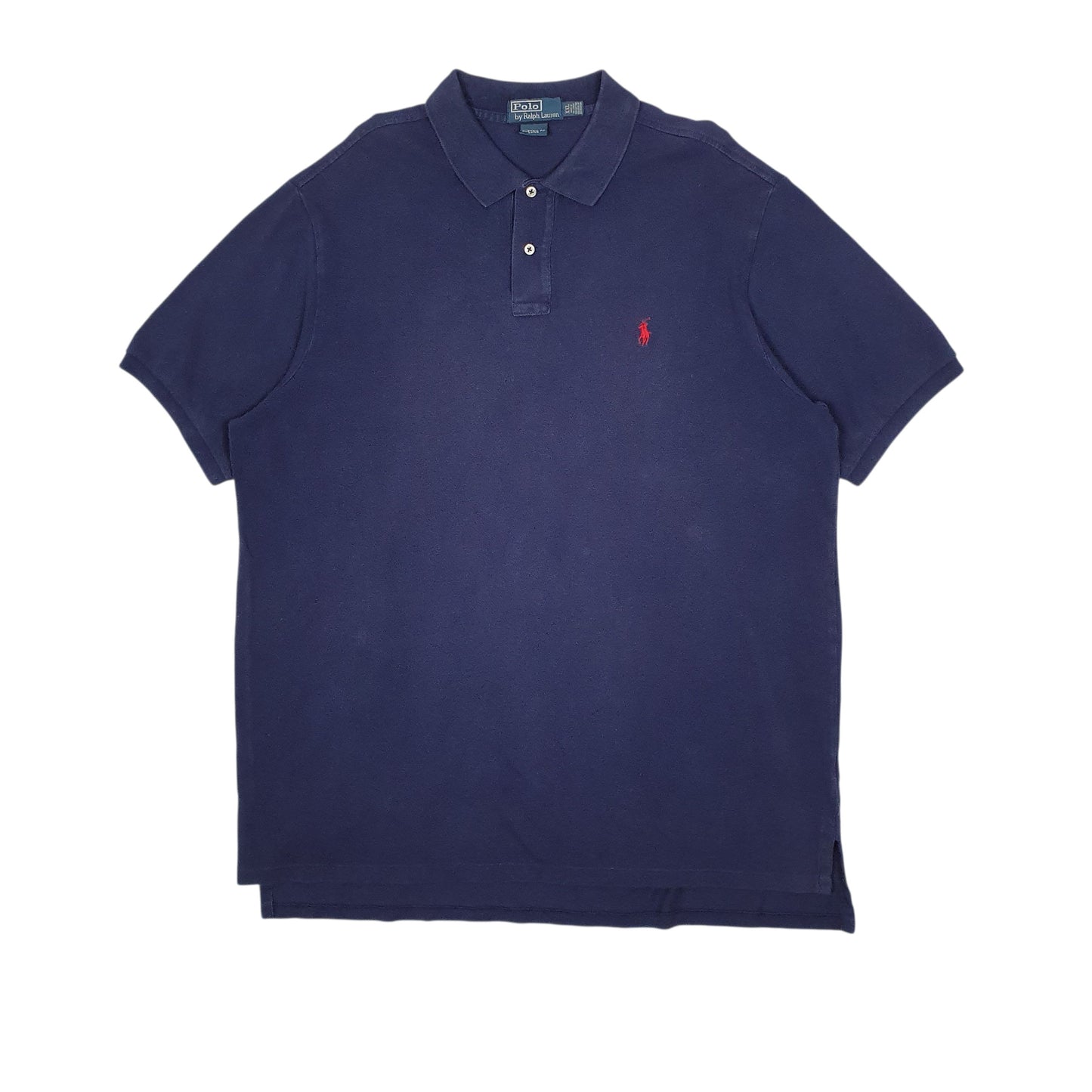 Mens Navy Polo Ralph Lauren Custom Fit Long Short Sleeve Polo Shirt
