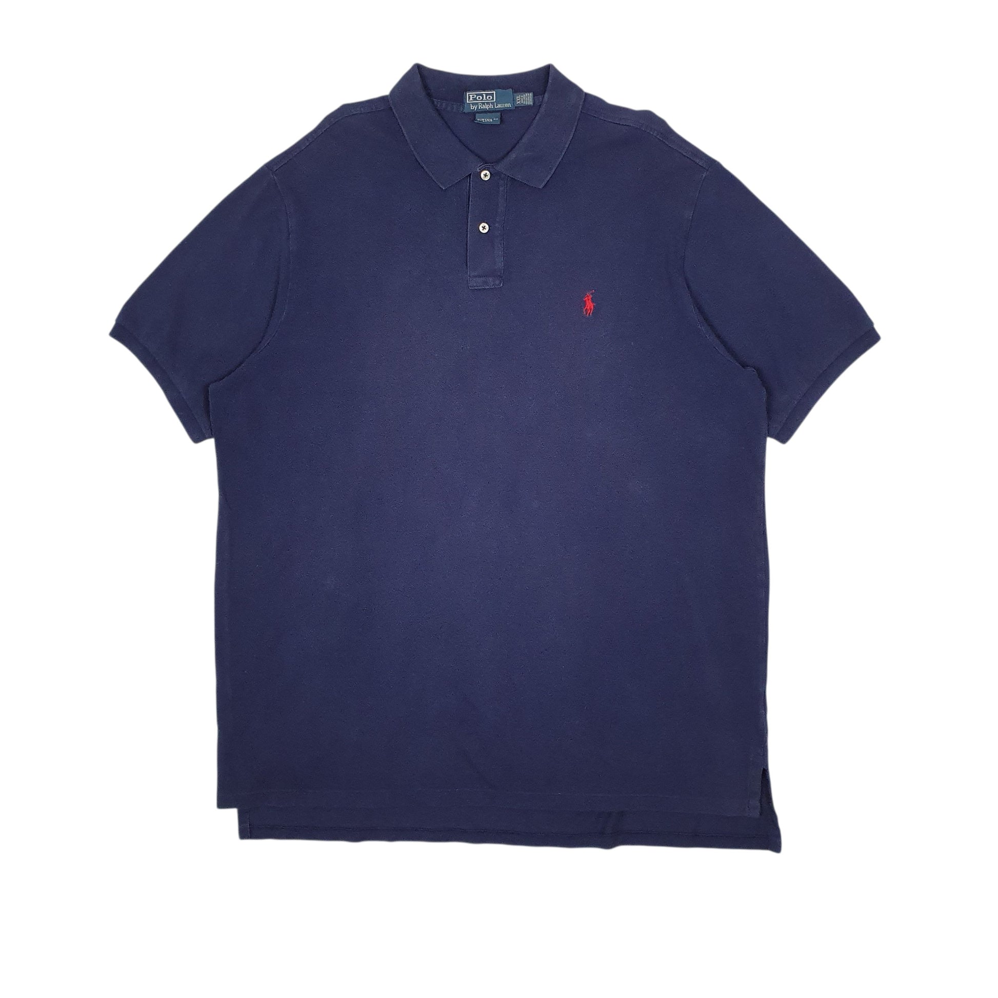Mens Navy Polo Ralph Lauren Custom Fit Long Short Sleeve Polo Shirt