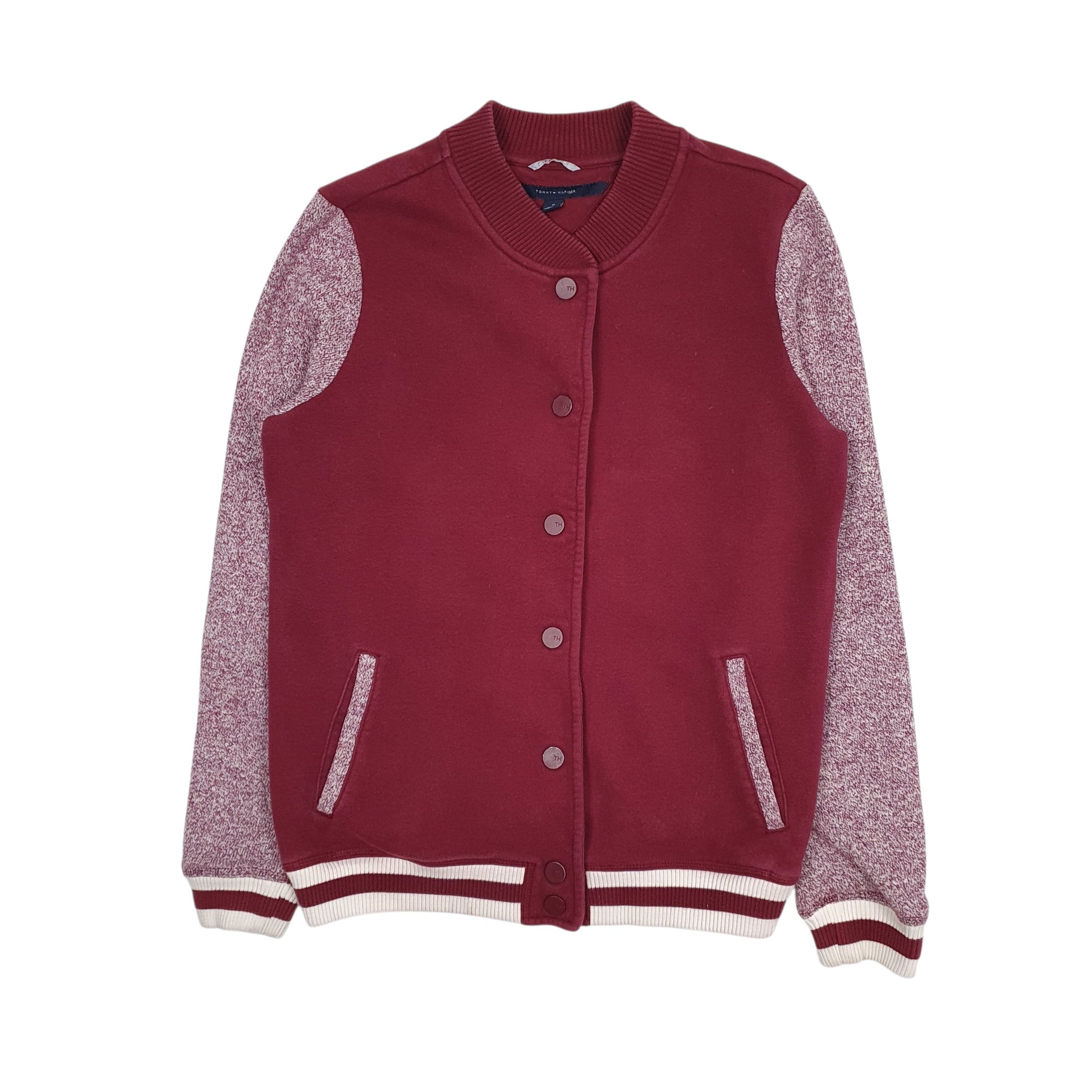 Womens Burgundy Tommy Hilfiger Varsity Cardigan Jumper