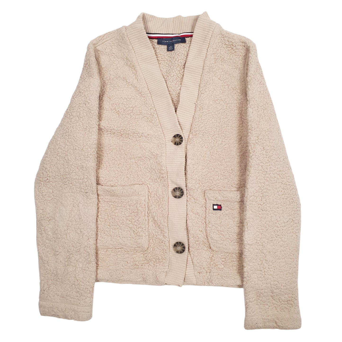 Womens Beige Tommy Hilfiger Sherpa Cardigan Jumper