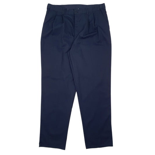 Mens Navy Dickies Workwear Pleated Chino Trousers
