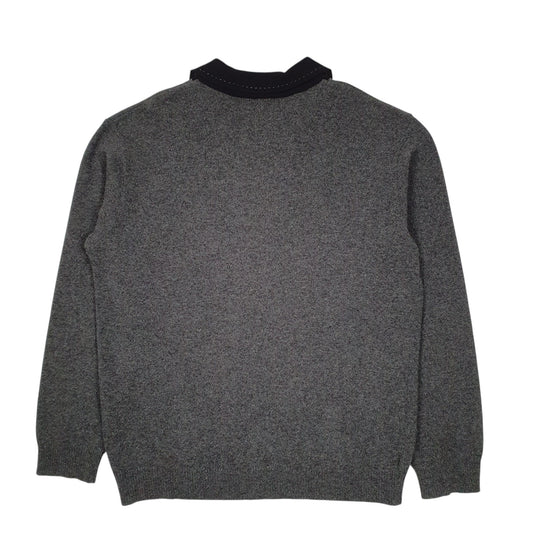 Mens Grey Versace Collared Crewneck Jumper