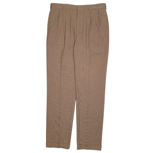 Mens Brown Polo Ralph Lauren Vintage 90s Pleated Houndstooth Formal Trousers