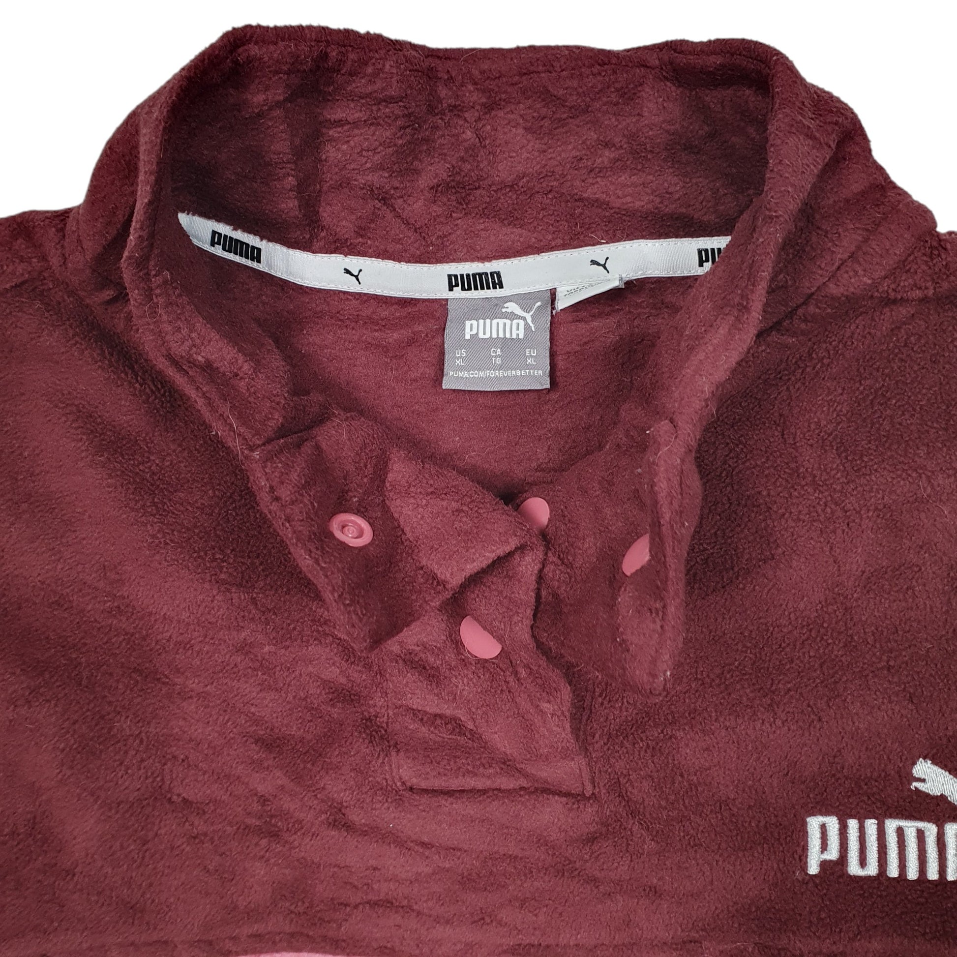 Womens Pink Puma Baggy Crop Top Quarter Zip Jumper