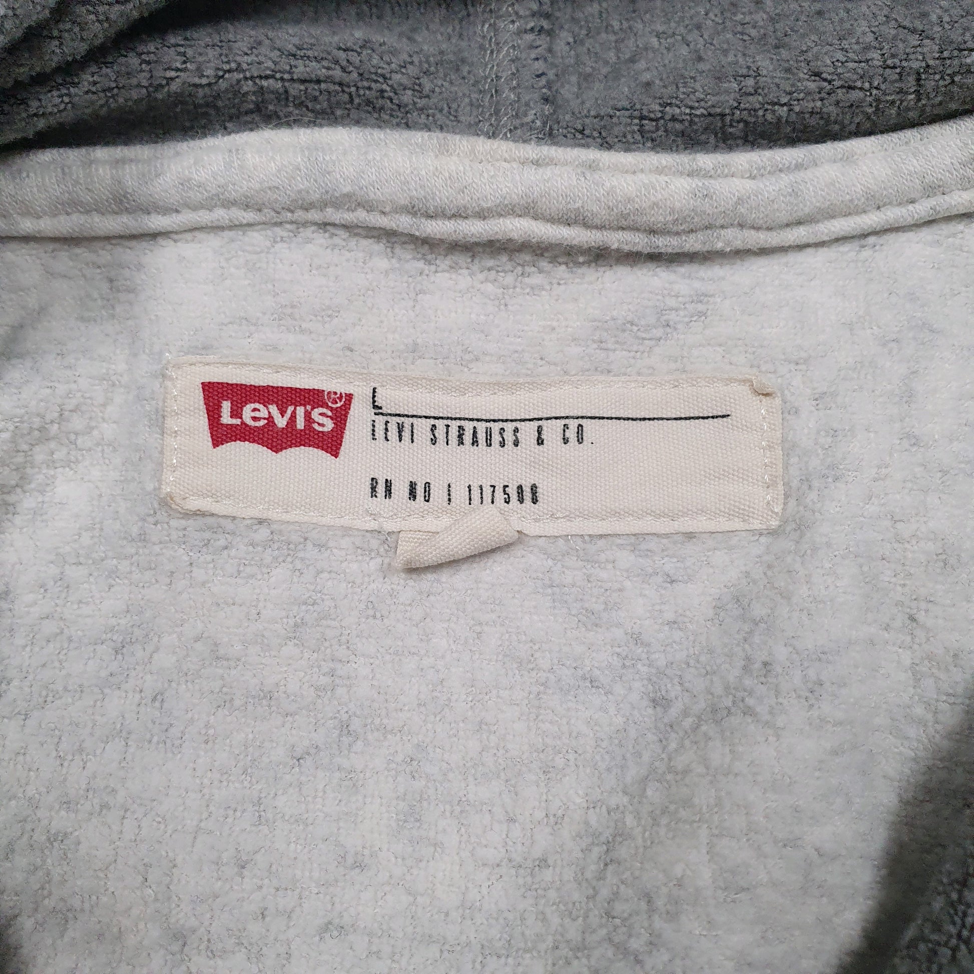 Mens Grey Levis Spellout Hoodie Jumper