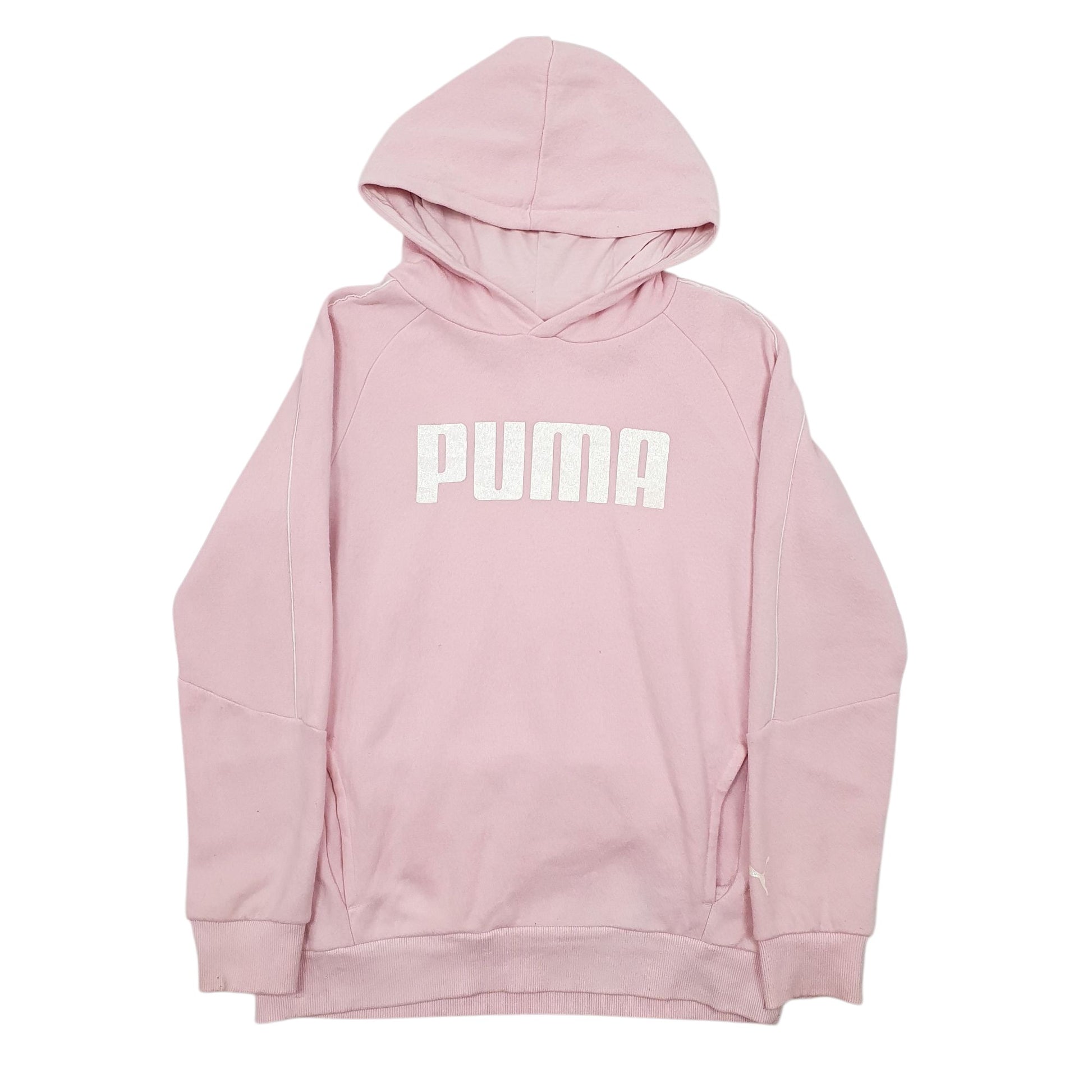 Womens Pink Puma Spellout Hoodie Jumper