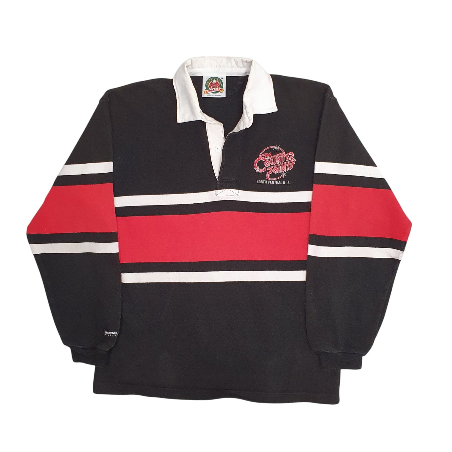 Mens Black Barbarian Rugby Long Sleeve Polo Shirt