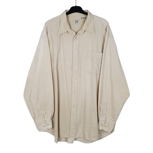 Mens Cream GAP Corduroy Long Sleeve Shirt
