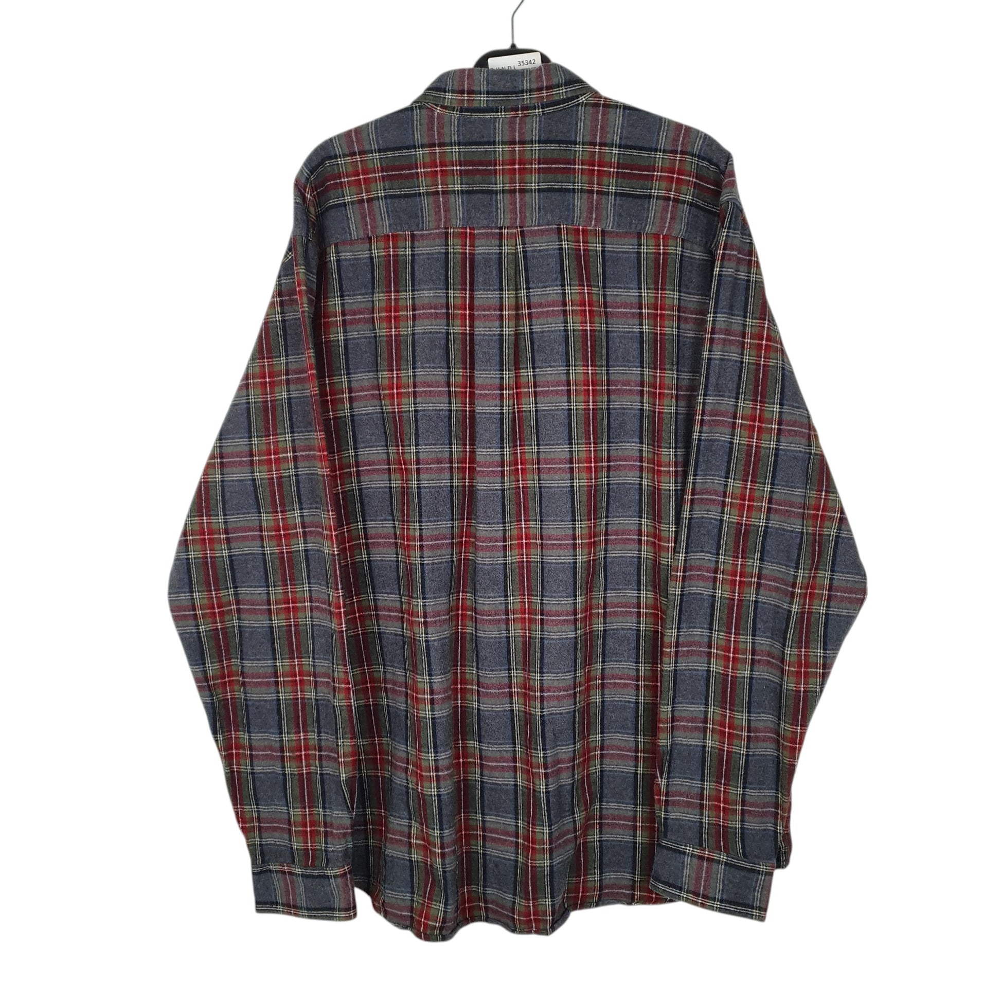 Mens Grey L.L.Bean Thick Flannel Plaid  Shirt