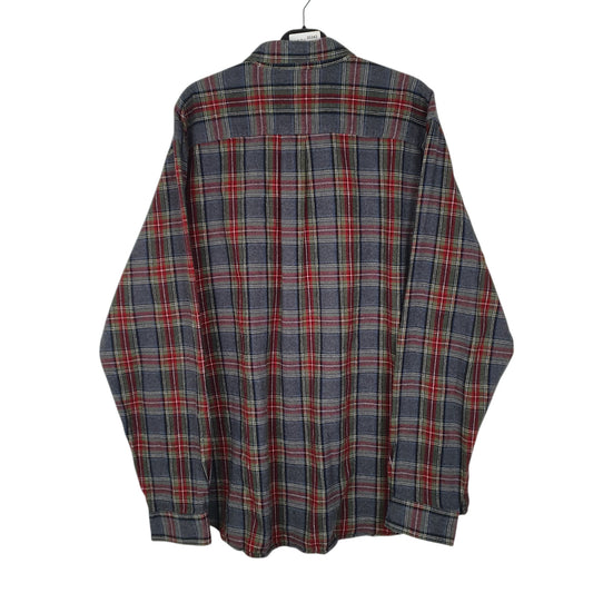 Mens Grey L.L.Bean Thick Flannel Plaid  Shirt