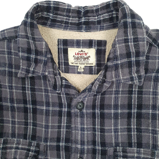 Mens Grey Levis Sherpa Lined  Coat