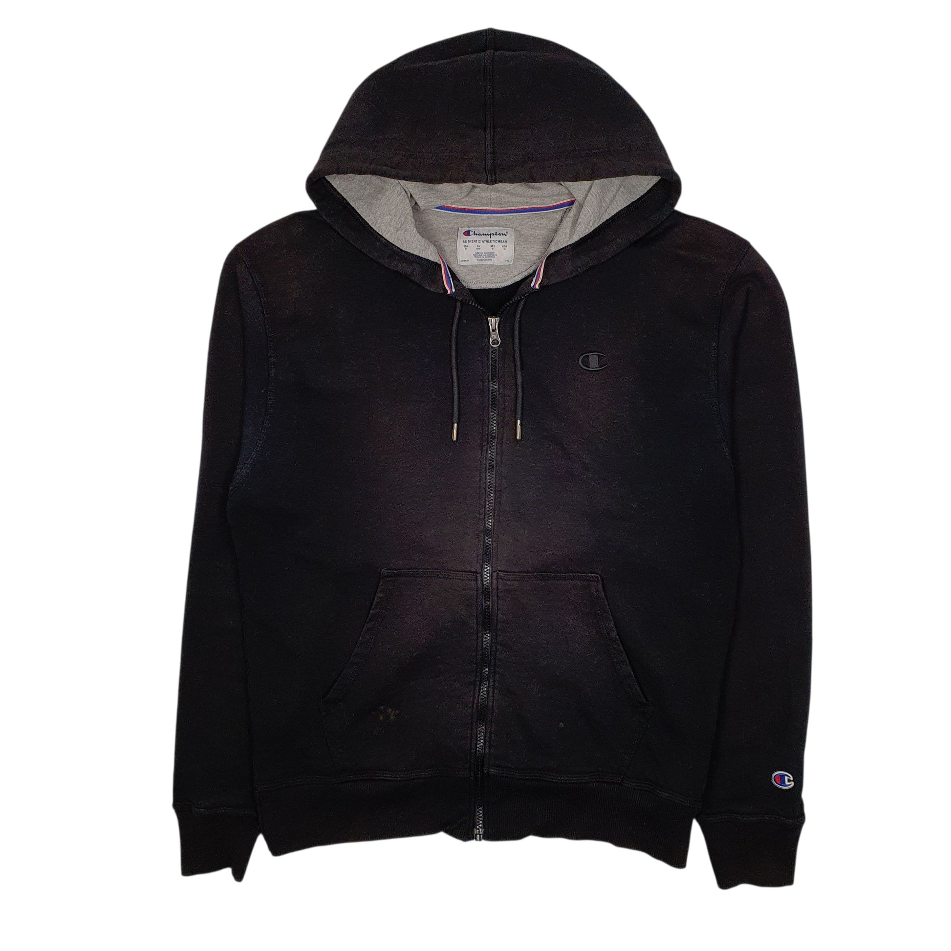 Mens Black Champion Hoodie Full Zip Jumper