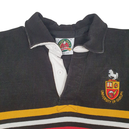 Mens Black Barbarian Rugby Hoodie Polo Shirt