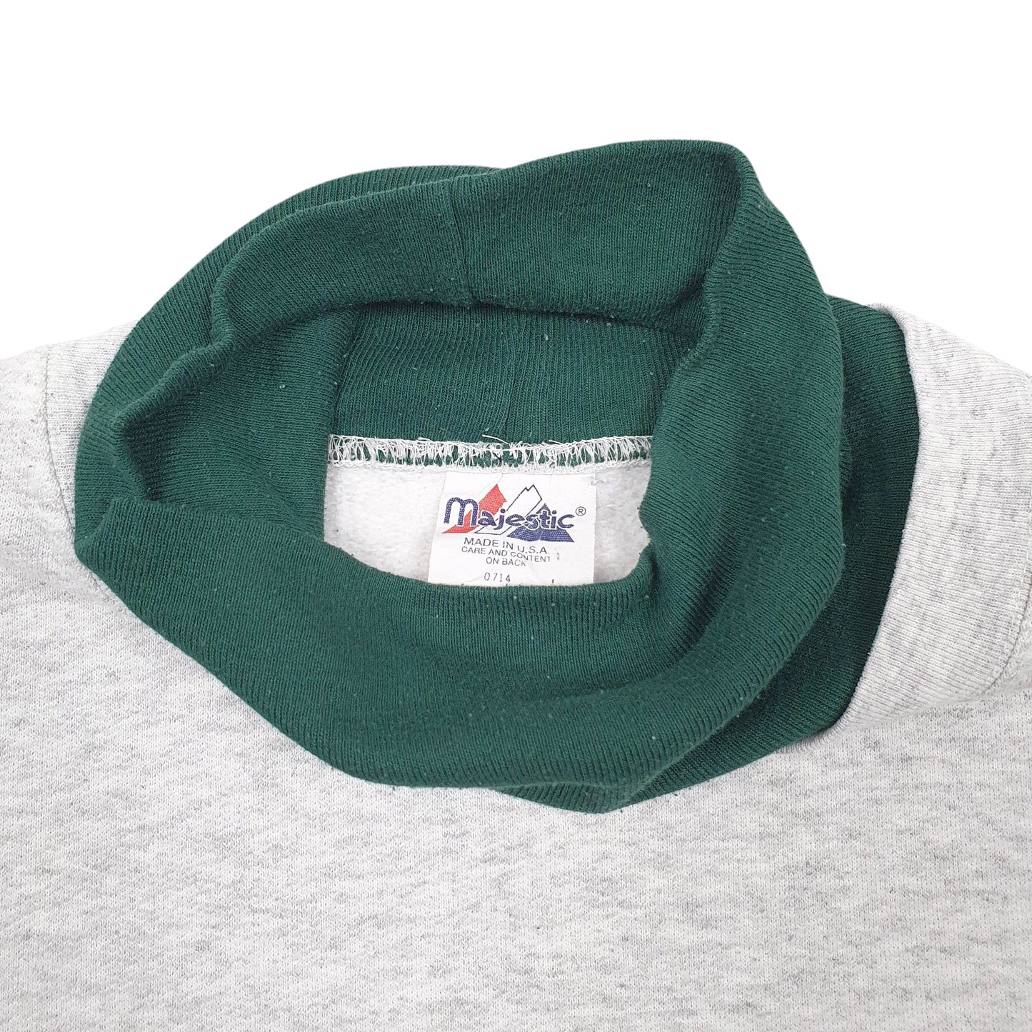 Mens Grey Majestic Vintage 90s NFL Green Bay Packers Turtle Neck Jumper