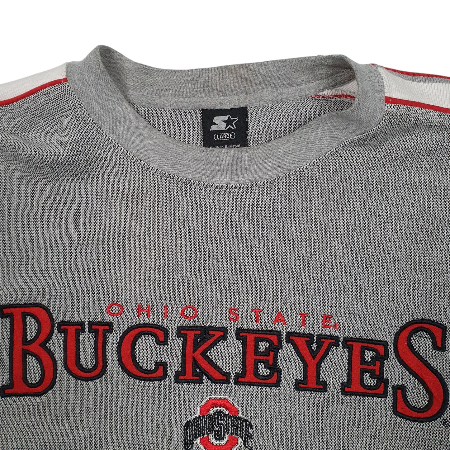 Mens Grey Starter Ohio State Buckeyes Crewneck Jumper