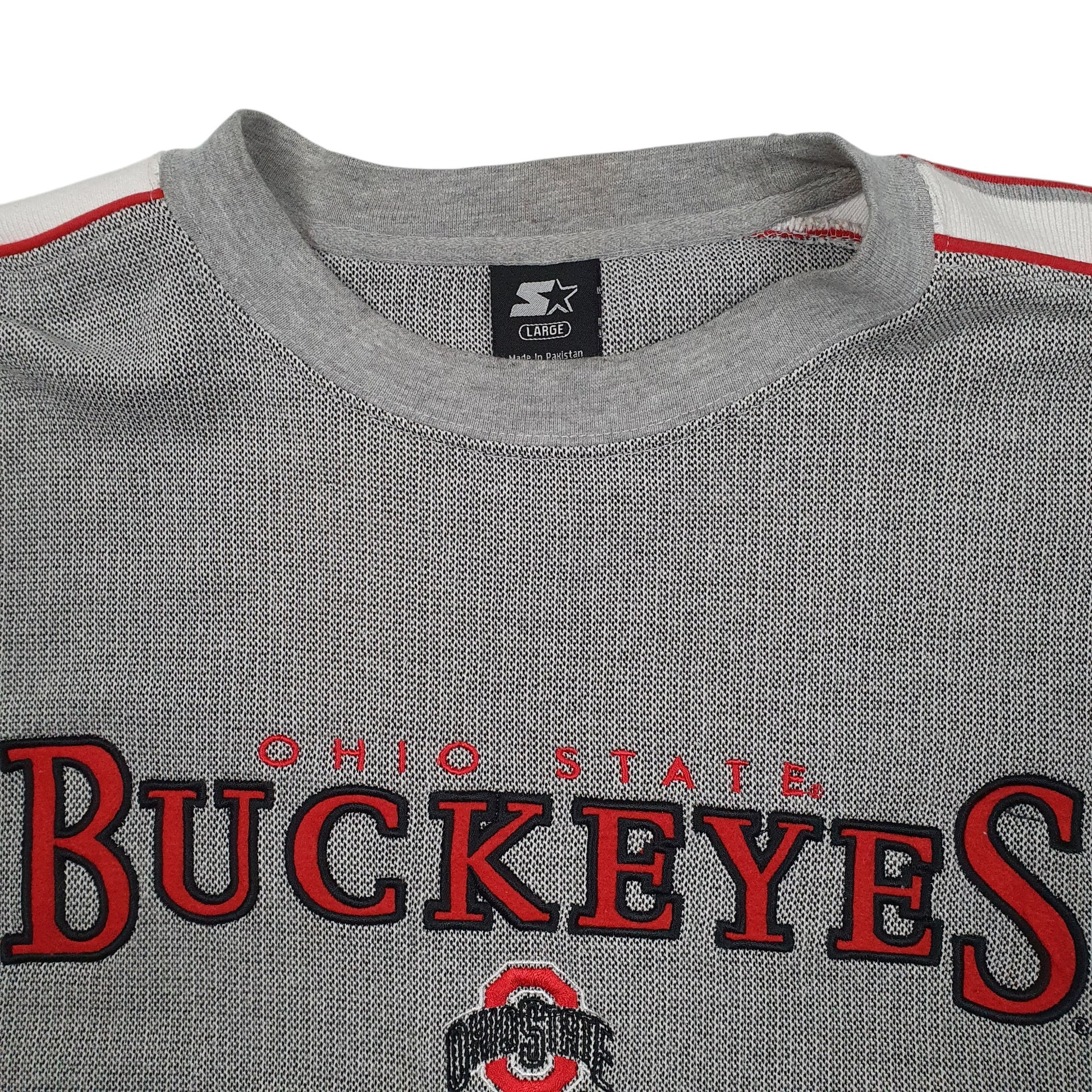 Mens Grey Starter Ohio State Buckeyes Crewneck Jumper
