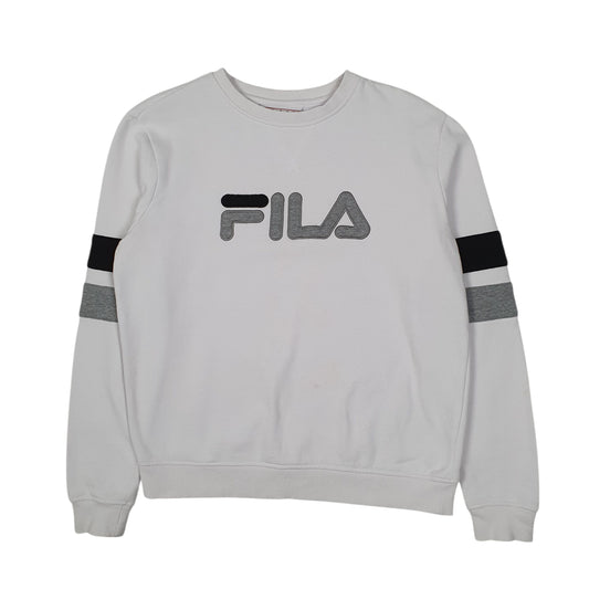 Womens White Fila  Crewneck Jumper