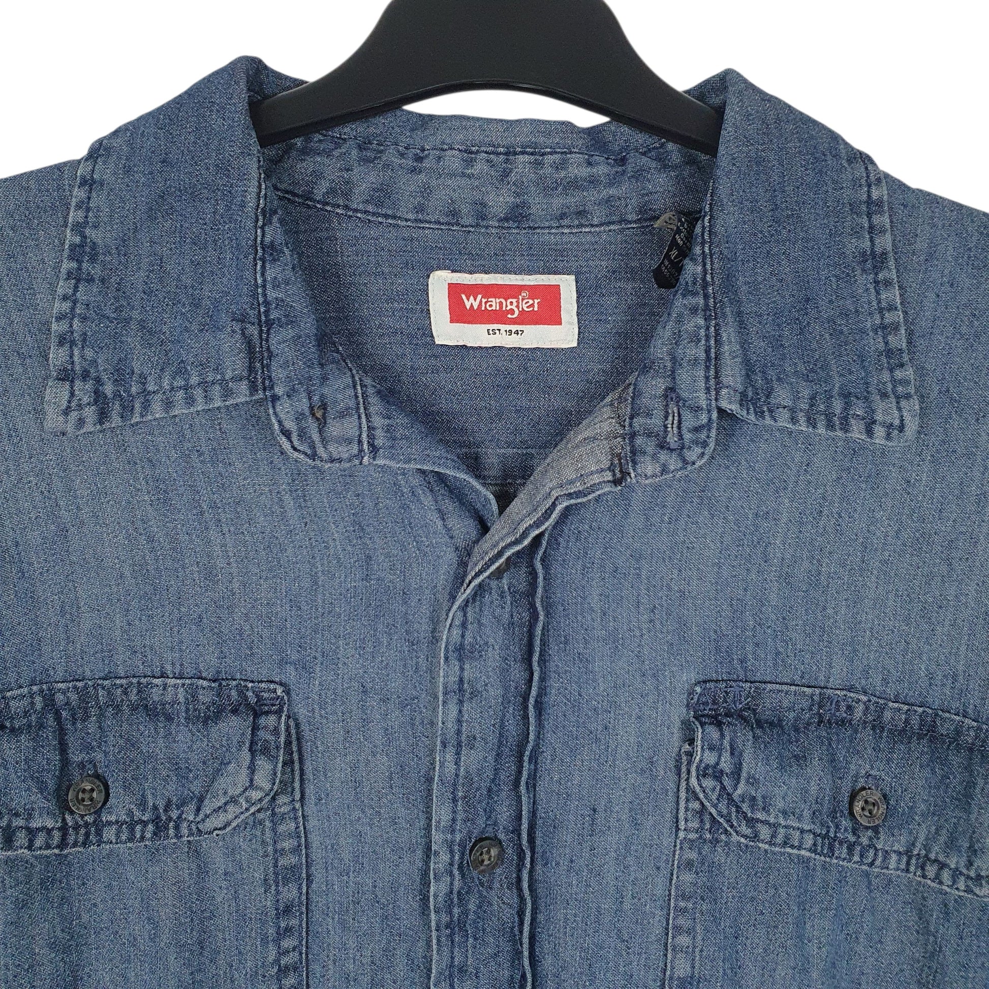 Mens Blue Wrangler Denim  Shirt