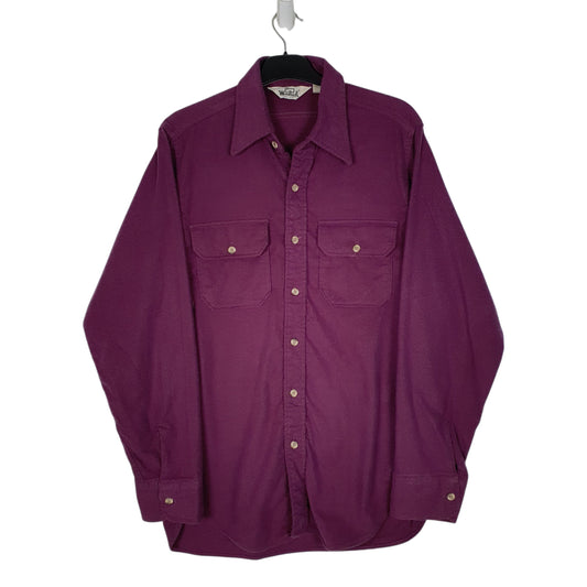 Mens Purple Woolrich Vintage 90s Made In USA Chamois Long Sleeve Shirt