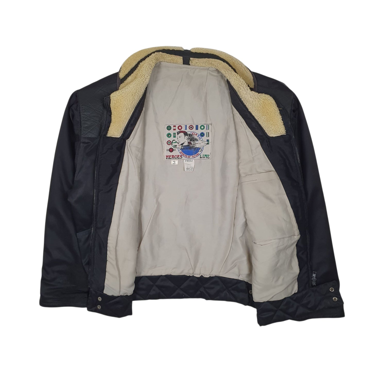 Mens Black Fred.J Military B2 Bomber Flight  Coat