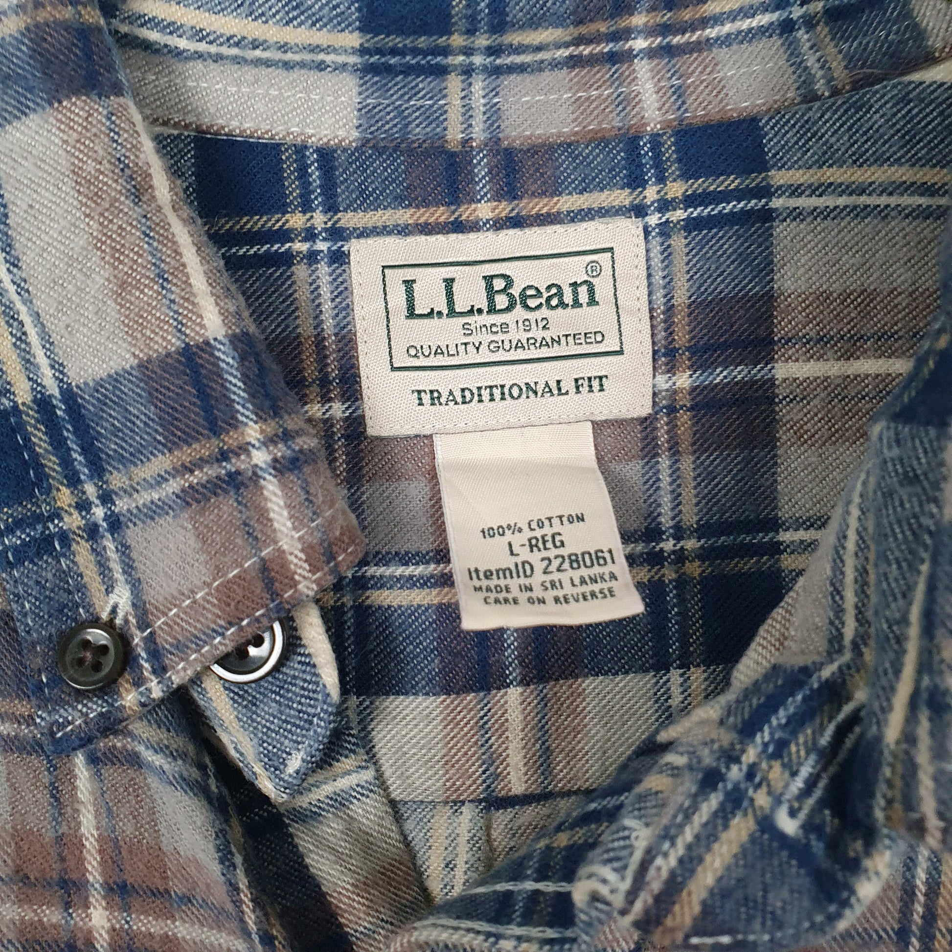 Mens Cream L.L.Bean Chamois Flannel  Shirt