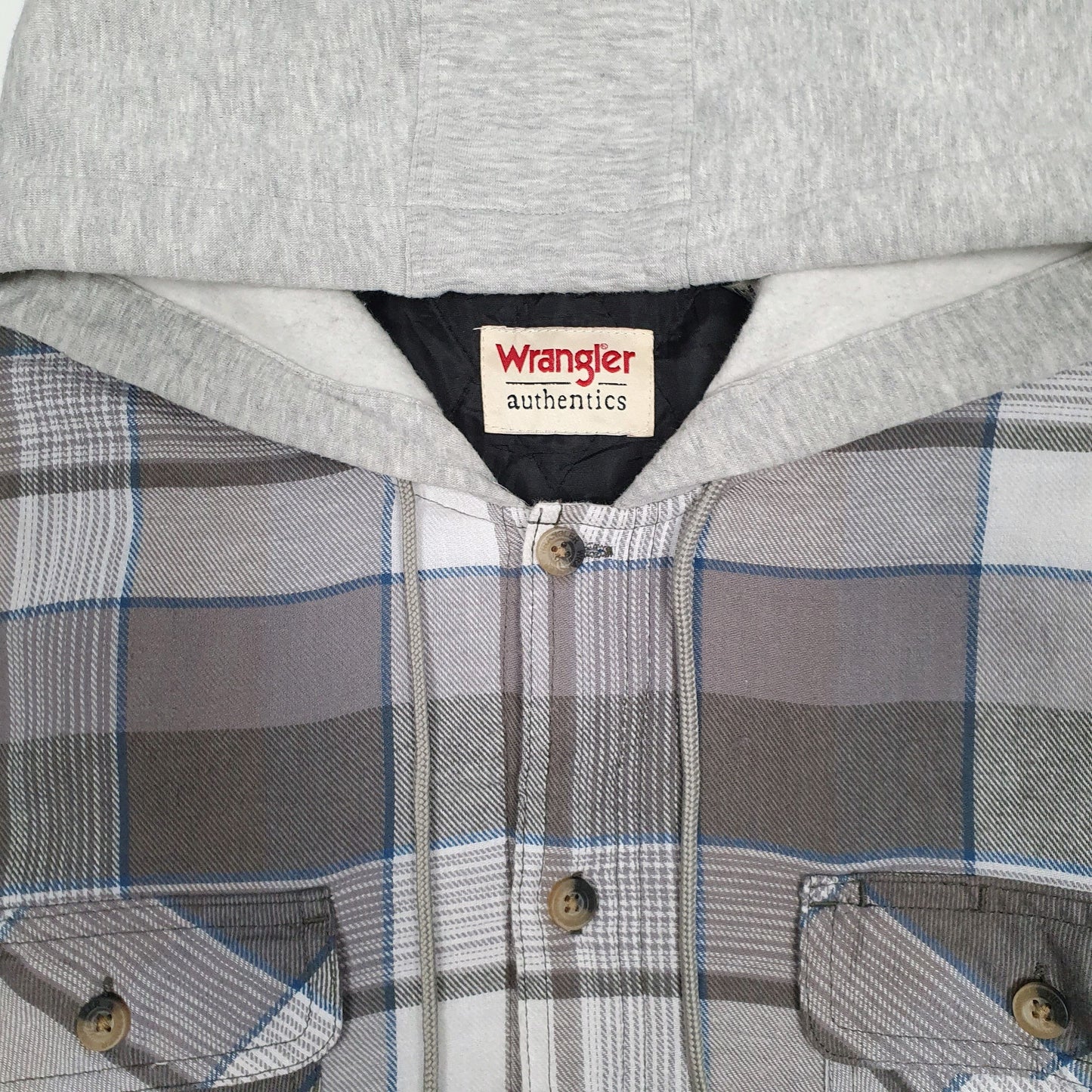 Mens Grey Wrangler Plaid Overshirt  Coat