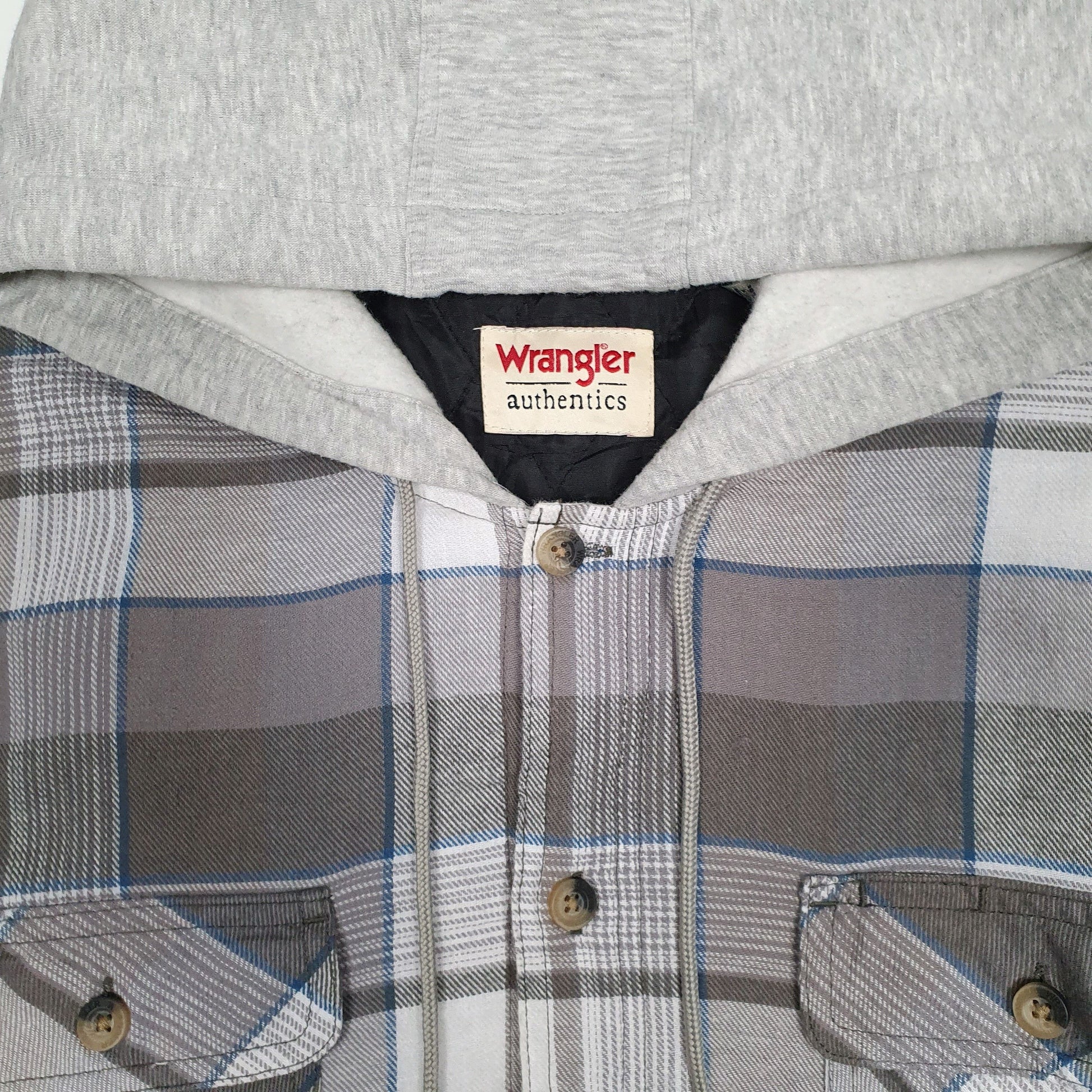 Mens Grey Wrangler Plaid Overshirt  Coat