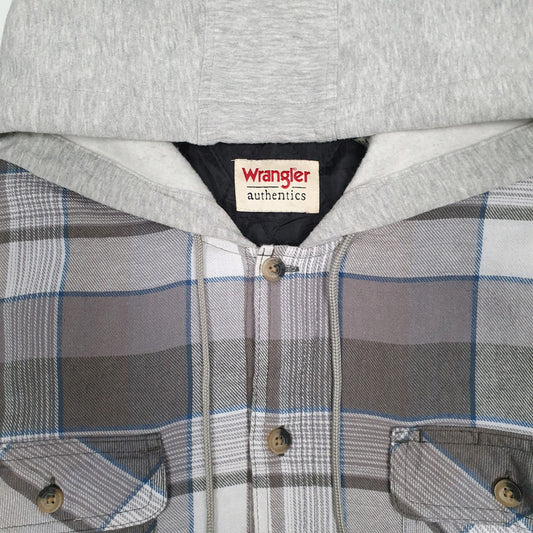 Mens Grey Wrangler Plaid Overshirt  Coat