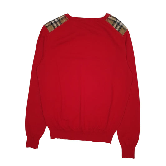 Mens Red Burberry  Crewneck Jumper