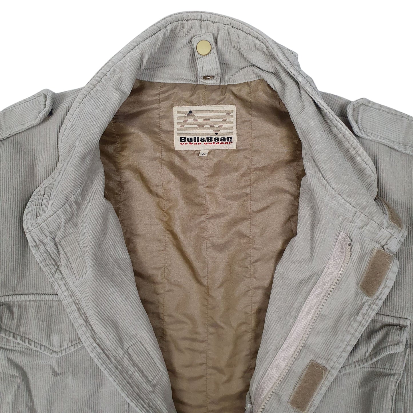 Mens Grey Bull & Bear Corduroy Field Hunting  Coat