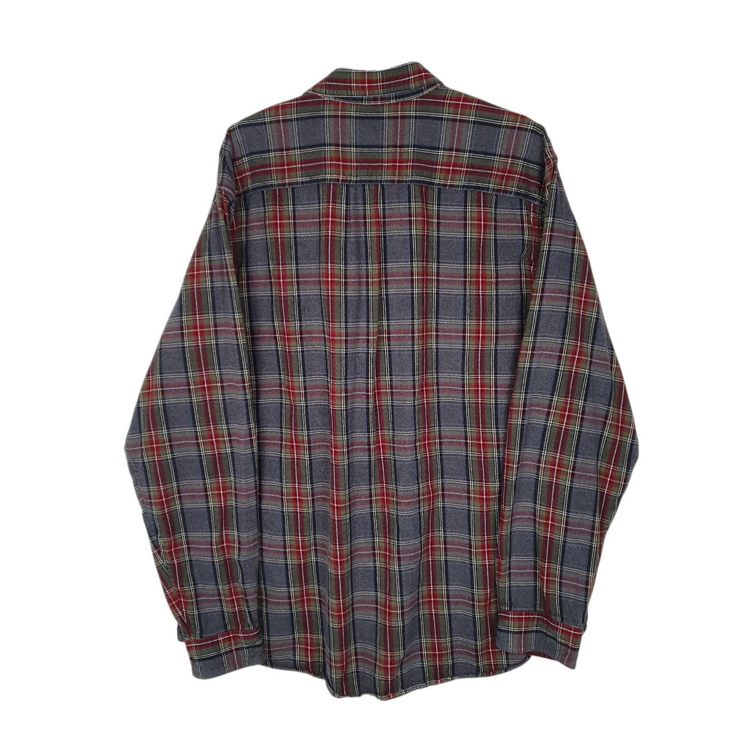 Mens Grey L.L.Bean Thick Plaid Chamois  Shirt