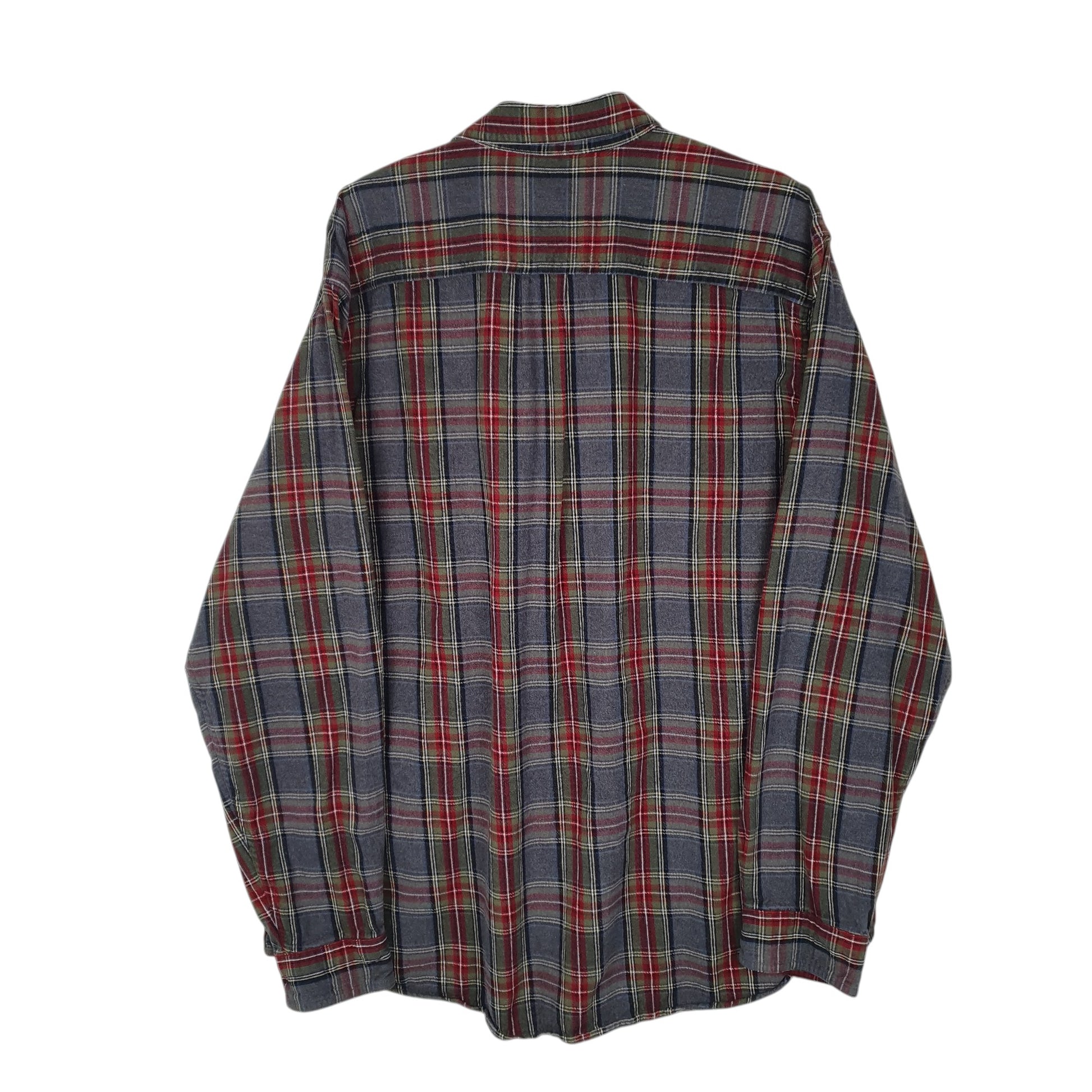 Mens Grey L.L.Bean Thick Plaid Chamois  Shirt