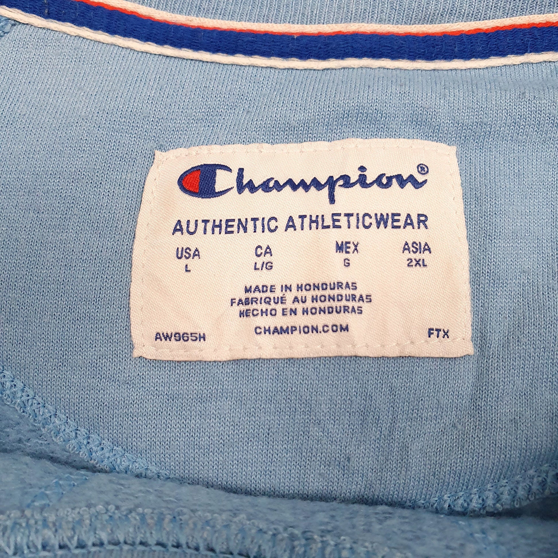 Mens Blue Champion Spellout Crewneck Jumper