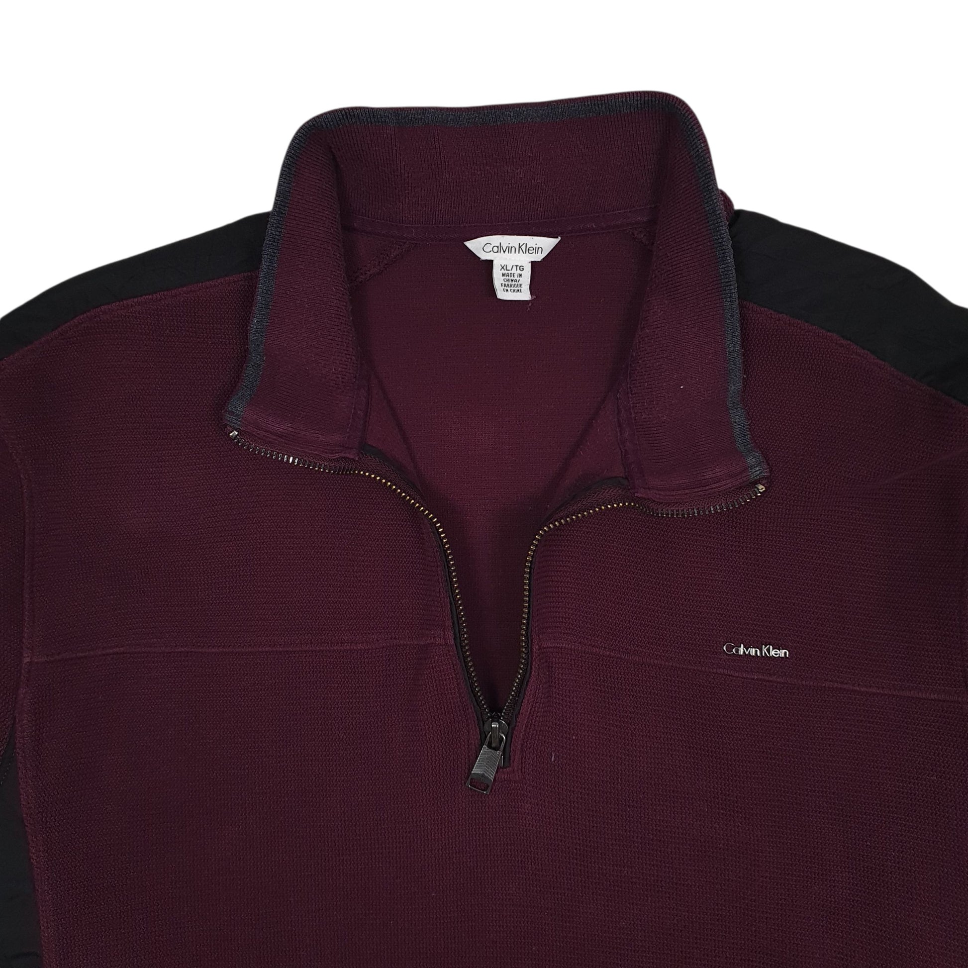 Mens Burgundy Calvin Klein  Quarter Zip Jumper