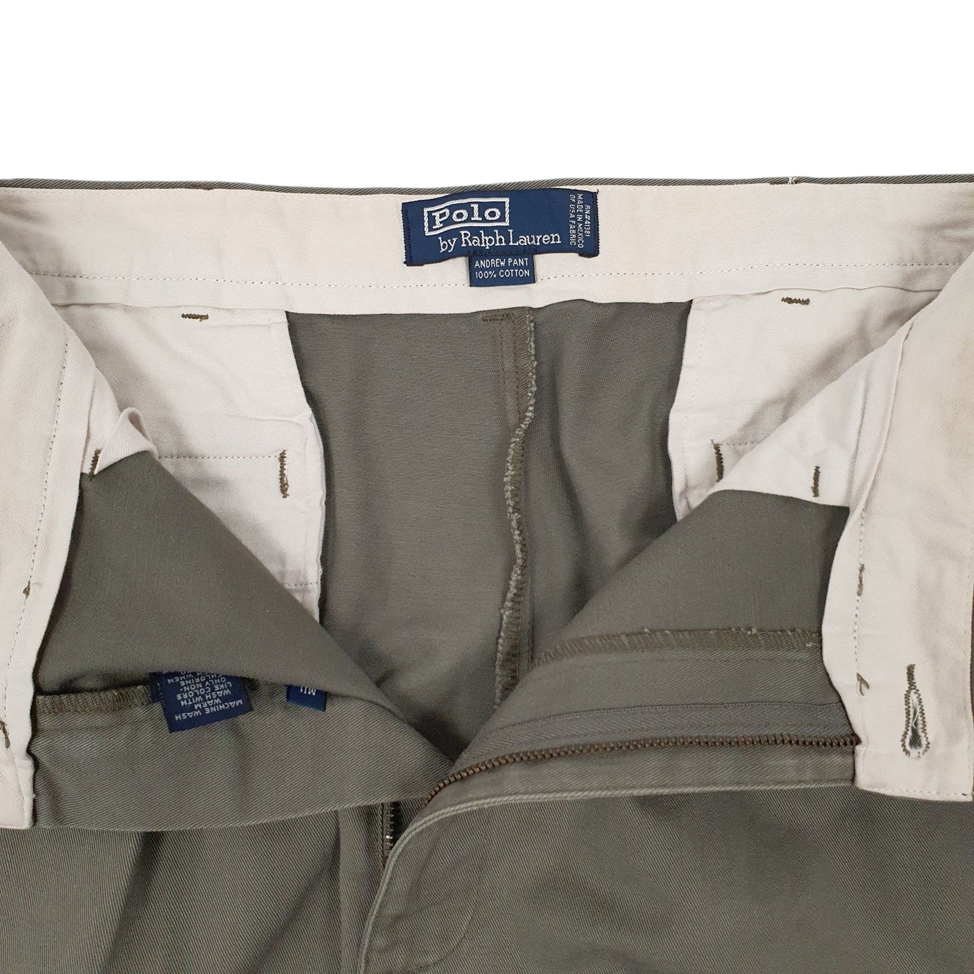 Mens Grey Polo Ralph Lauren Andrew Pant Double Pleated Vintage 90s  Trousers