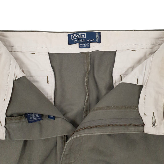 Mens Grey Polo Ralph Lauren Andrew Pant Double Pleated Vintage 90s  Trousers