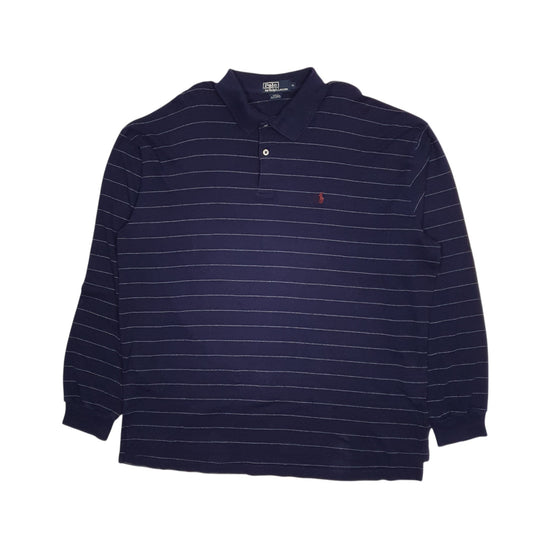 Mens Navy Polo Ralph Lauren Vintage 90s Long Sleeve Polo Shirt