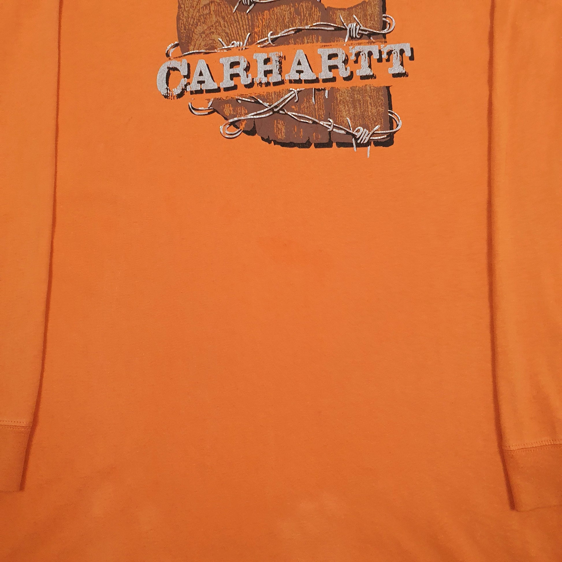 Mens Orange Carhartt Spellout  T Shirt