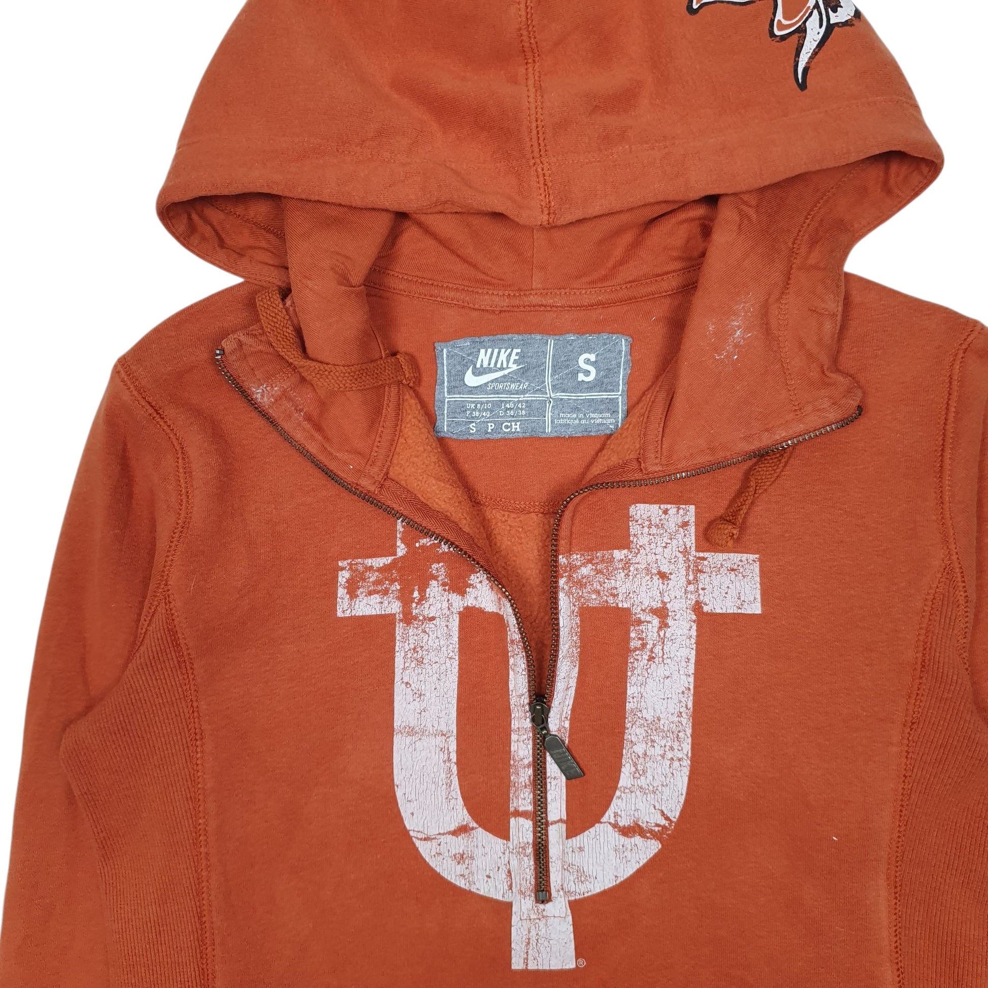 Mens Orange Nike Vintage 2000s Hoodie Jumper