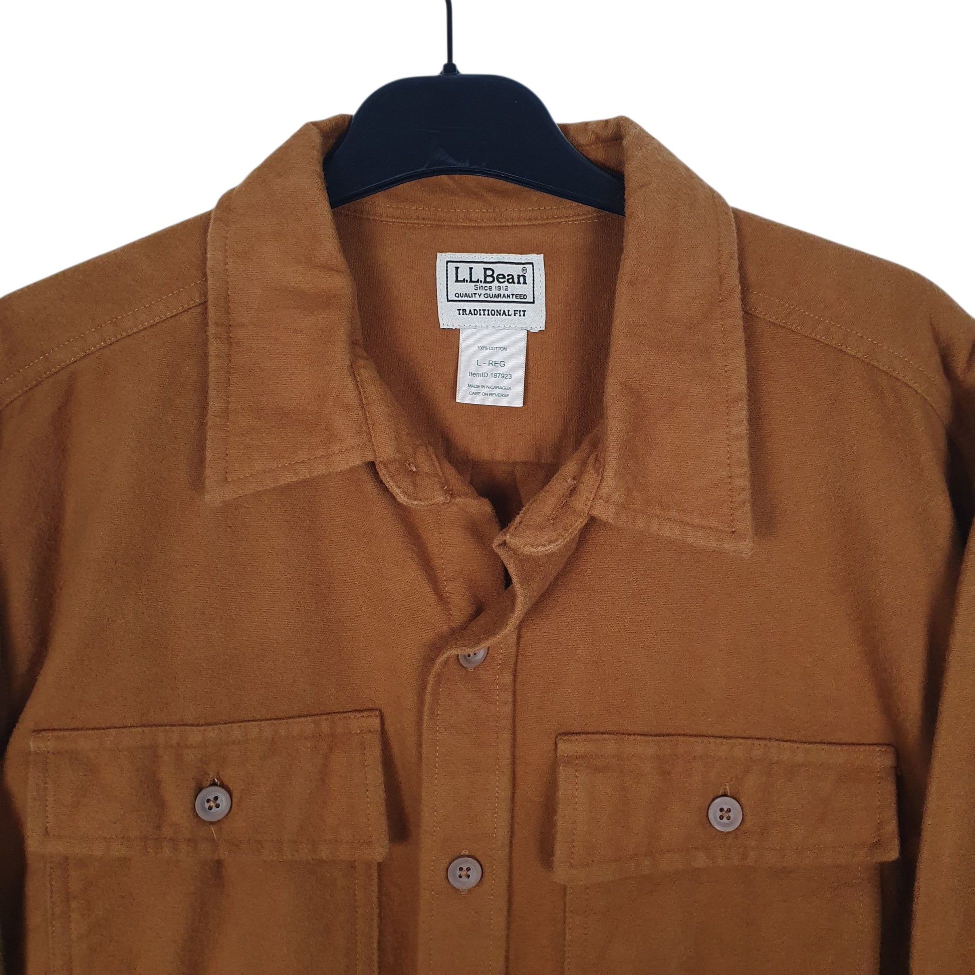 Mens Tan L.L.Bean Thick Chamois  Shirt
