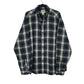Mens Navy L.L.Bean Thick Flannel Plaid Long Sleeve Shirt
