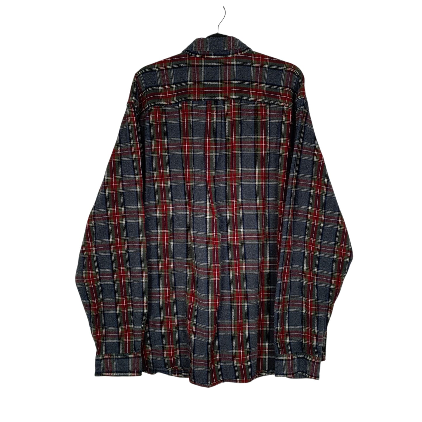 Mens Grey L.L.Bean Thick Flannel Plaid  Shirt