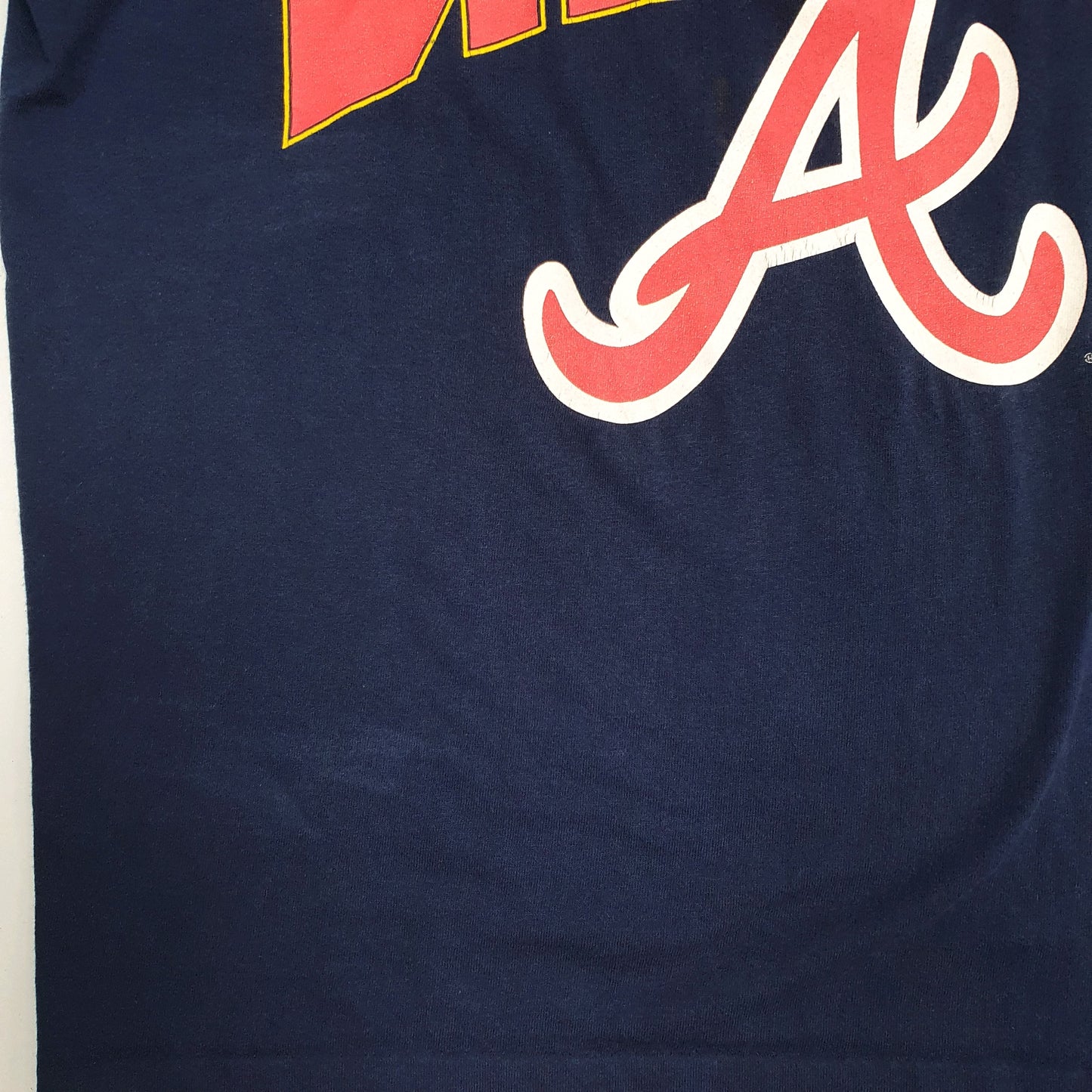 Mens Navy Hanes Single Stitch Vintage 90s MLB Atlanta Braves  T Shirt