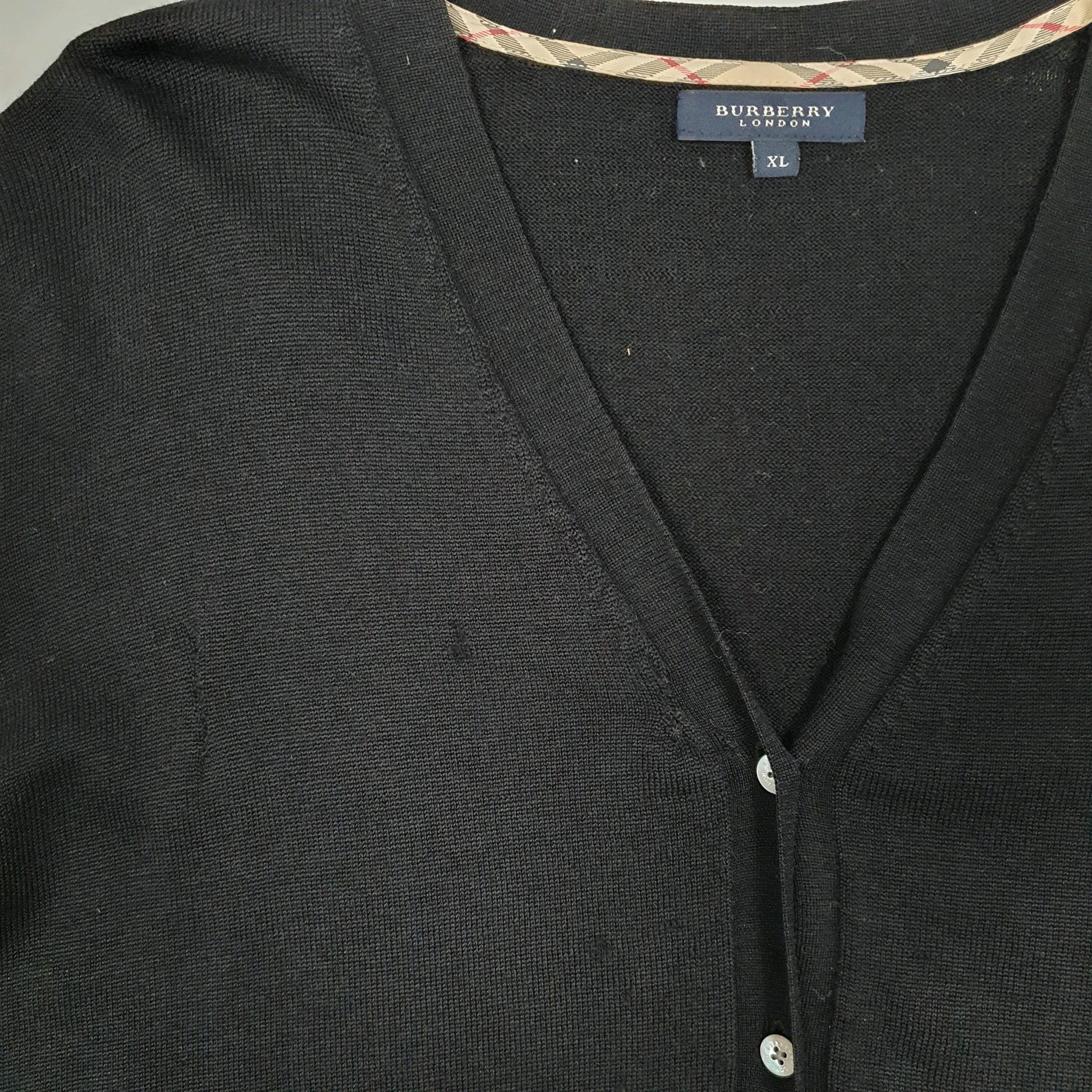 Womens Black Burberry Short Sleeve Cardigan Jumper