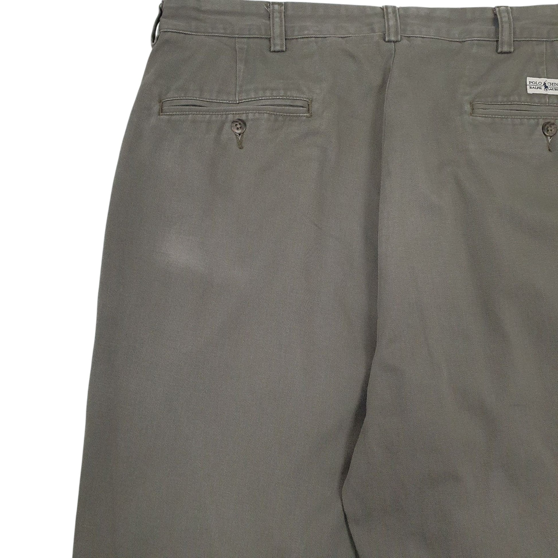 Mens Grey Polo Ralph Lauren Andrew Pant Double Pleated Vintage 90s  Trousers