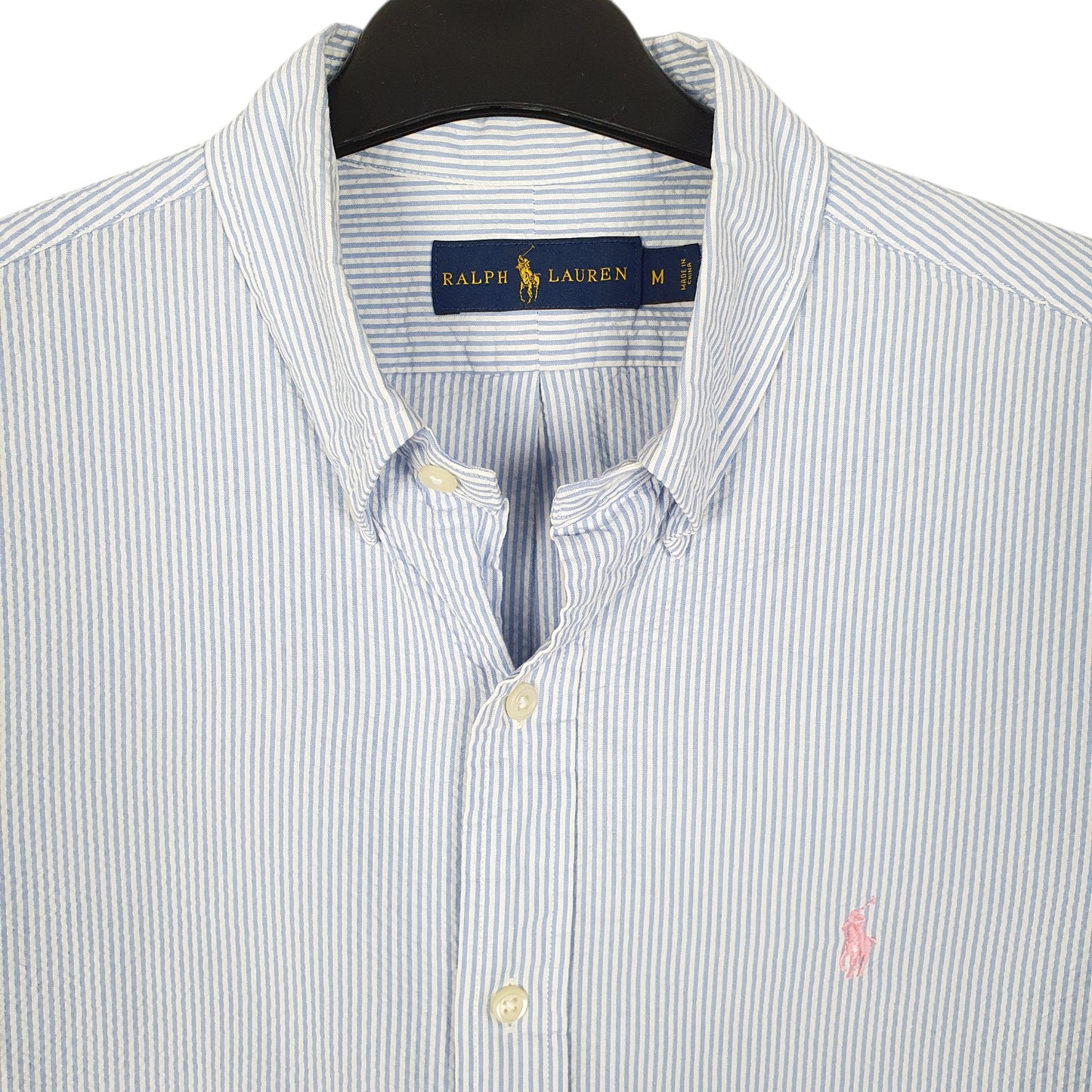 Mens Blue Ralph Lauren Seersucker  Shirt