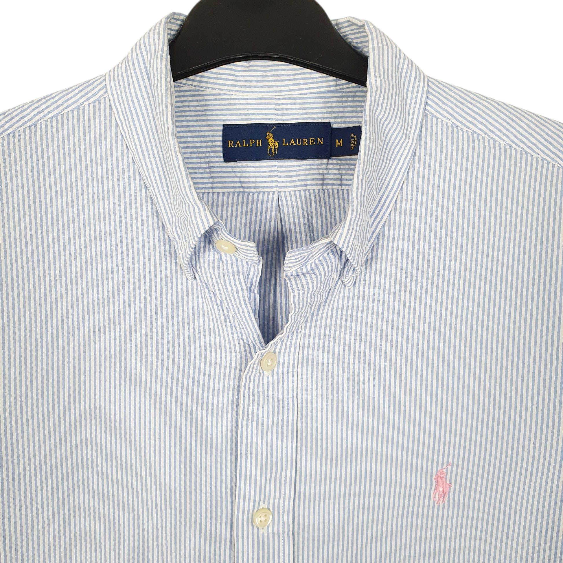 Mens Blue Ralph Lauren Seersucker  Shirt