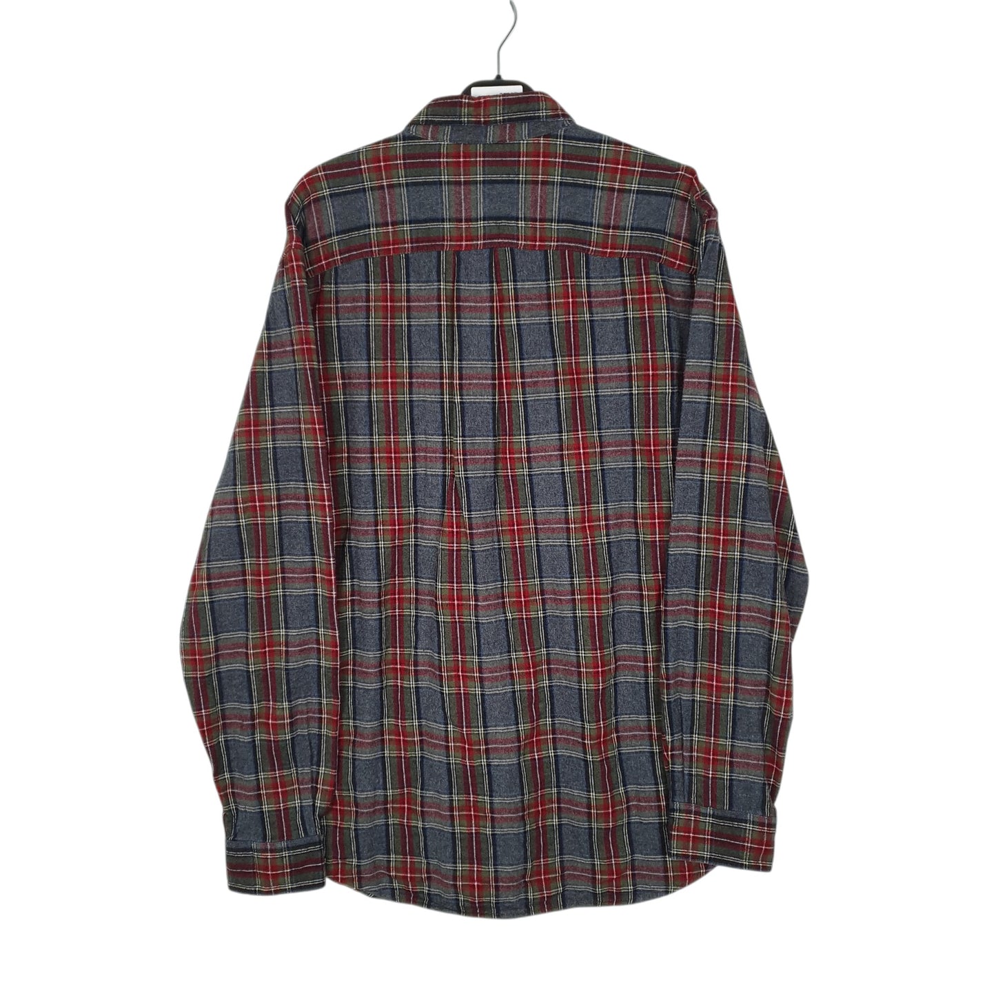 Mens Grey L.L.Bean Thick Flannel Plaid  Shirt