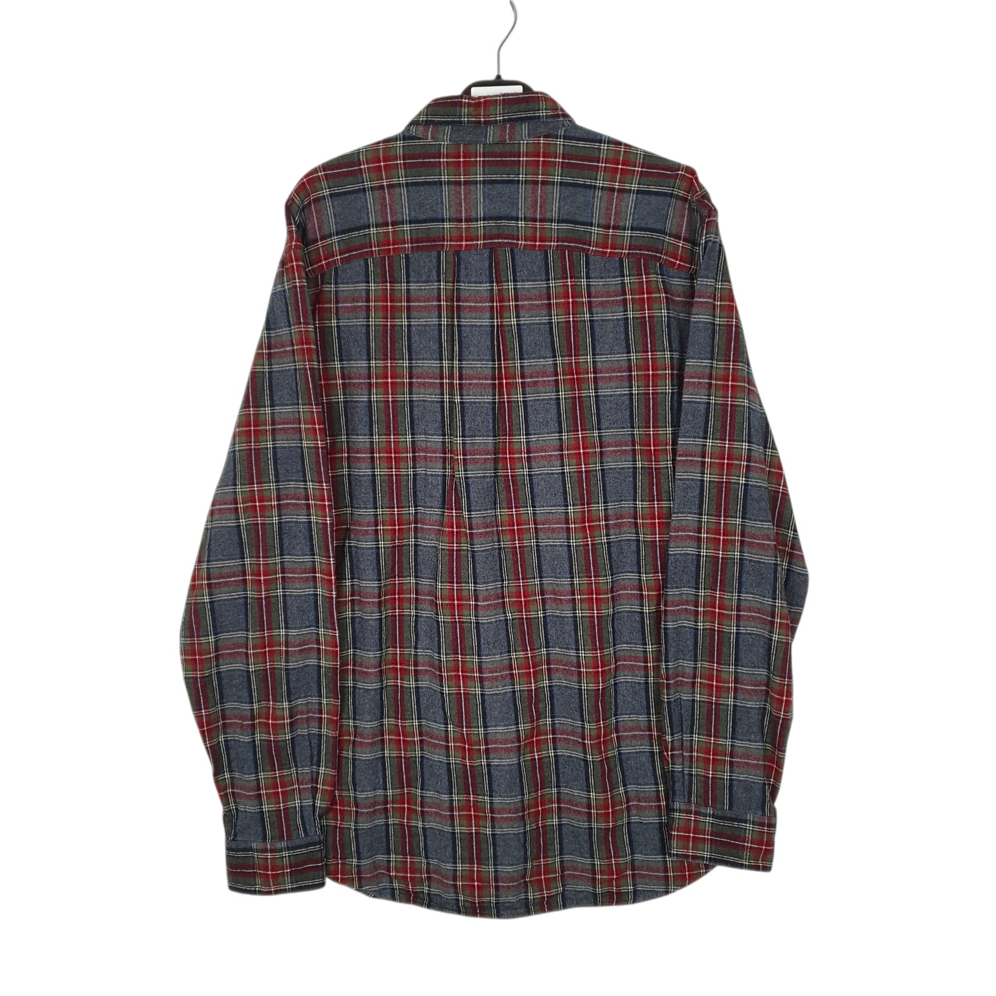 Mens Grey L.L.Bean Thick Flannel Plaid  Shirt